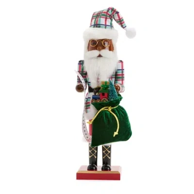 North Pole Trading Co . 14in Santa Clause African American Wood Christmas Nutcracker In Red