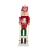 North Pole Trading Co . 14in Ski Man Wood Christmas Nutcracker In Red