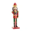North Pole Trading Co . 14in Traditional Trumpet Wood Christmas Nutcracker In Red