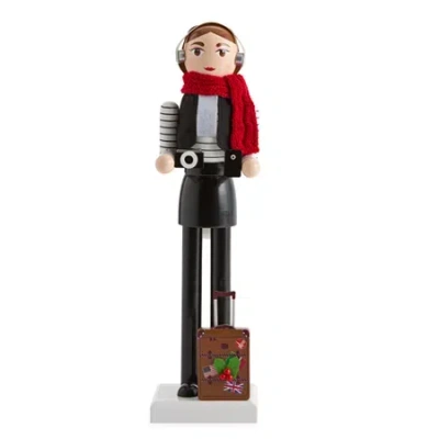 North Pole Trading Co . 14in Travel Girl Wood Christmas Nutcracker In Black