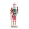 North Pole Trading Co . 14in Unicorn Wood Christmas Nutcracker In Pink