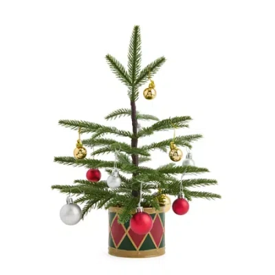 North Pole Trading Co . 16in Drum Christmas Tabletop Tree In Green