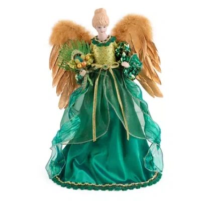 North Pole Trading Co . 16in Emerald Green Christmas Angels Figurine