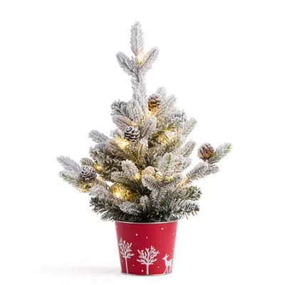 North Pole Trading Co . 16in Flocked Christmas Tabletop Tree In Green
