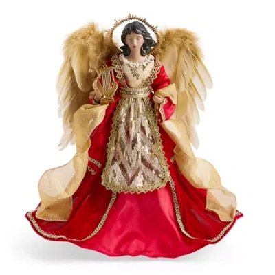 North Pole Trading Co . 16in Red And Gold African American Christmas Angels Figurine