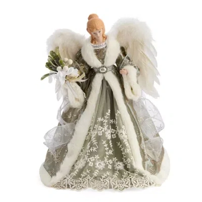 North Pole Trading Co . 16in Sage Green Christmas Angels Figurine