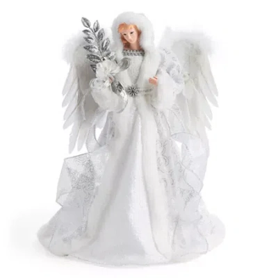 North Pole Trading Co . 16in White And Silver Christmas Angels Figurine