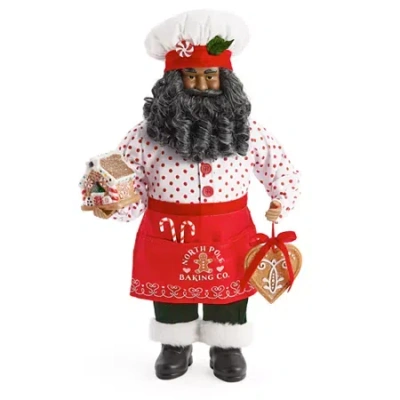 North Pole Trading Co . 18in Baker African American Christmas Santa Figurine In Red