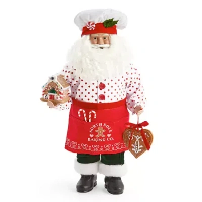 North Pole Trading Co . 18in Baker Christmas Santa Figurine In Red
