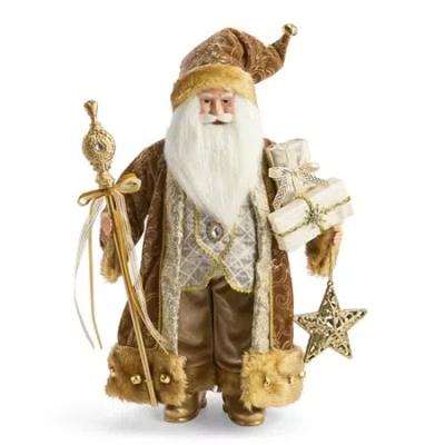 North Pole Trading Co . 18in Gold Coat Christmas Santa Figurine In Yellow