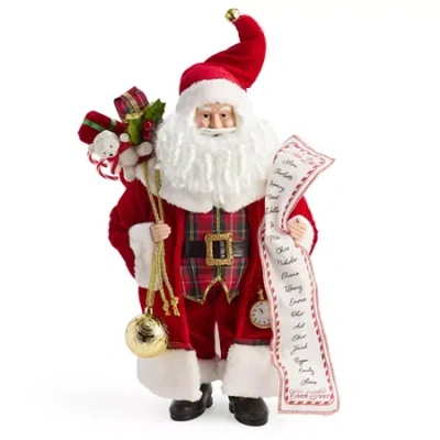 North Pole Trading Co . 18in List Christmas Santa Figurine In Red