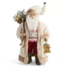 North Pole Trading Co . 18in Woodland Christmas Santa Figurine In White