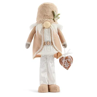 North Pole Trading Co . 20 Med Gnome Standing Gingerbread Heart Christmas Gnome In Beige