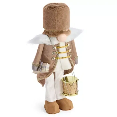 North Pole Trading Co . 20in Gold Drum Christmas Gnome In Yellow