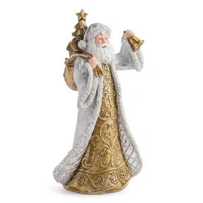 North Pole Trading Co . 20in Silver Resin Santa Christmas Tabletop Decor