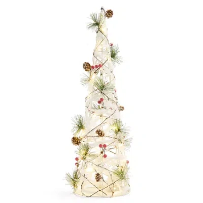North Pole Trading Co . 24in Cone Tree Christmas Tabletop Decor In White