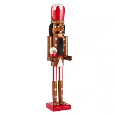North Pole Trading Co . 24in Gingerbread African American Wood Christmas Nutcracker In Brown