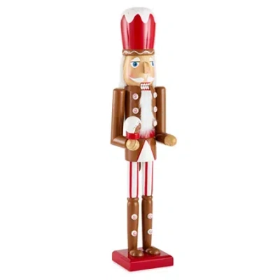 North Pole Trading Co . 24in Gingerbread Wood Christmas Nutcracker In Brown
