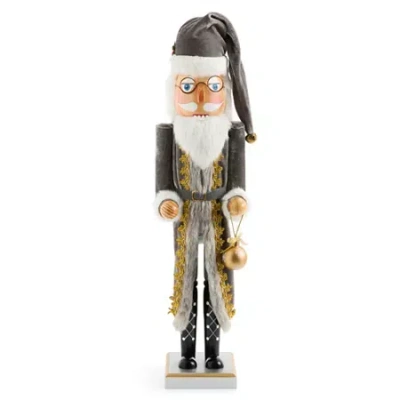 North Pole Trading Co . 24in Gray Jacket Wood Christmas Nutcracker