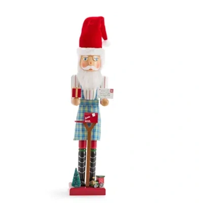 North Pole Trading Co . 24in Mail Santa Wood Christmas Nutcracker In Red