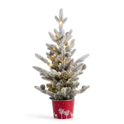 North Pole Trading Co . 25in Flocked Christmas Tabletop Tree In Green