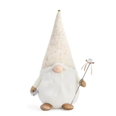 North Pole Trading Co . 27in Staff Christmas Gnome In White