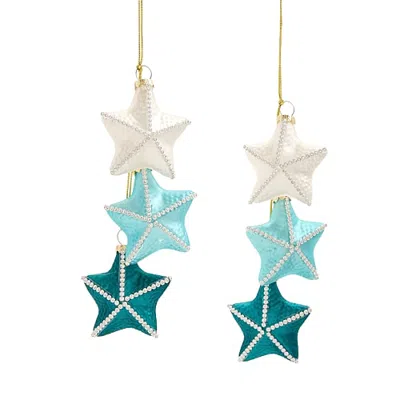 North Pole Trading Co . 2-pc. Christmas Ornament In Blue