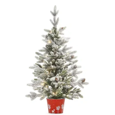 North Pole Trading Co . 36in Flocked Christmas Tabletop Tree In Green