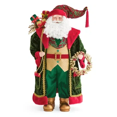North Pole Trading Co . 36in Glamour Green Coat Christmas Santa Figurine