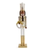 North Pole Trading Co . 36in Gold Wreath African American Wood Christmas Nutcracker In Yellow