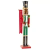 North Pole Trading Co . 36in Merry Christmas Banner African American Wood Christmas Nutcracker In Red