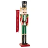 North Pole Trading Co . 36in Merry Chritmas Banner Wood Christmas Nutcracker In Red