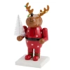North Pole Trading Co . 7in Reindeer Wood Christmas Nutcracker In Brown