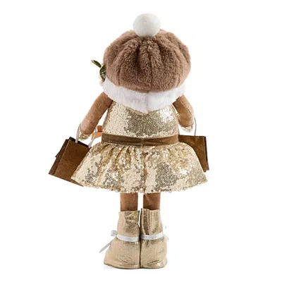 North Pole Trading Co . African American 15 Med Gnome Shopper Girl Christmas Gnome In Yellow