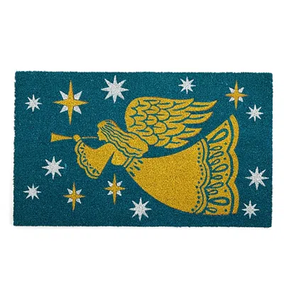 North Pole Trading Co . Angel Indoor Outdoor Rectangular Doormat In Blue