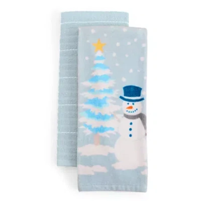 North Pole Trading Co . Blue Snowman 2-pc. Kitchen Towel Set In Multi