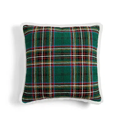 North Pole Trading Co . Boucle Chenille Plaid Square Throw Pillow In Green