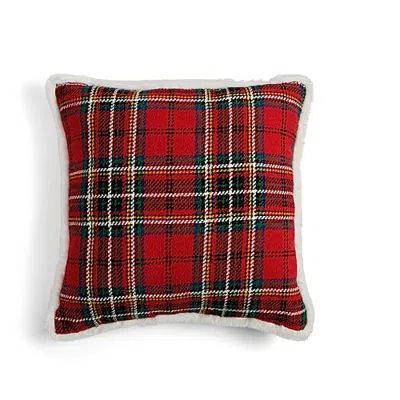 North Pole Trading Co . Boucle Chenille Plaid Square Throw Pillow In Red