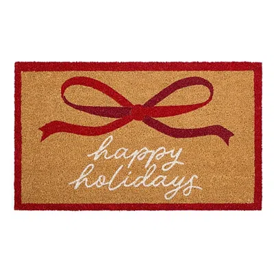 North Pole Trading Co . Bow Indoor Outdoor Rectangular Doormat In Red