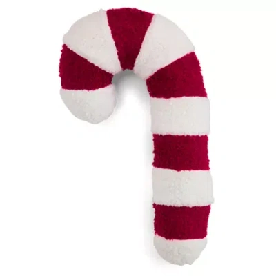 North Pole Trading Co . Candy Cane Figural Throw Pillow In Red