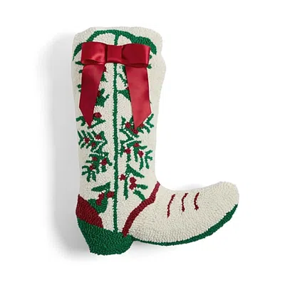 North Pole Trading Co . Christmas Boot Holiday Figural Throw Pillow In Gray