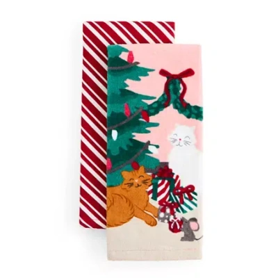 North Pole Trading Co . Christmas Cat 2-pc. Kitchen Towel Set In Multi