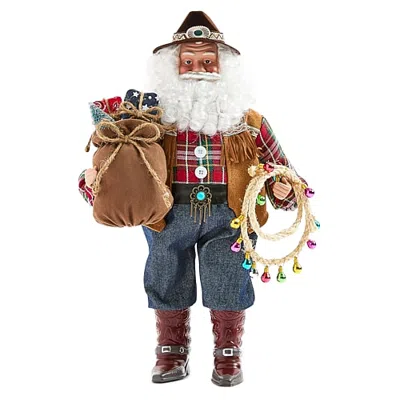 North Pole Trading Co . Christmas Santa Figurine In Brown