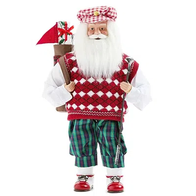 North Pole Trading Co . Christmas Santa Figurine In Red