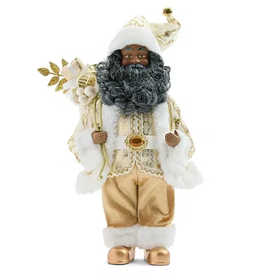 North Pole Trading Co . Christmas Santa Figurine In Yellow