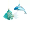 North Pole Trading Co . Dolphin And Fish Set Christmas Ornament In Blue