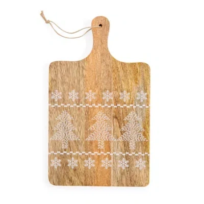 North Pole Trading Co . Fair Isle Wood Serve Board In Brown