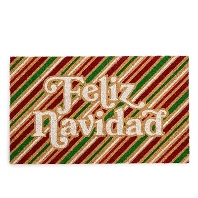 North Pole Trading Co . Feliz Navidad Indoor Outdoor Rectangular Doormat In Red