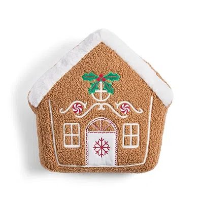 North Pole Trading Co . Gingerbread House Holiday Figural Throw Pillow In Brown