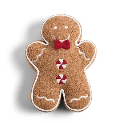 North Pole Trading Co . Gingerbread Man Holiday Figural Throw Pillow In Brown